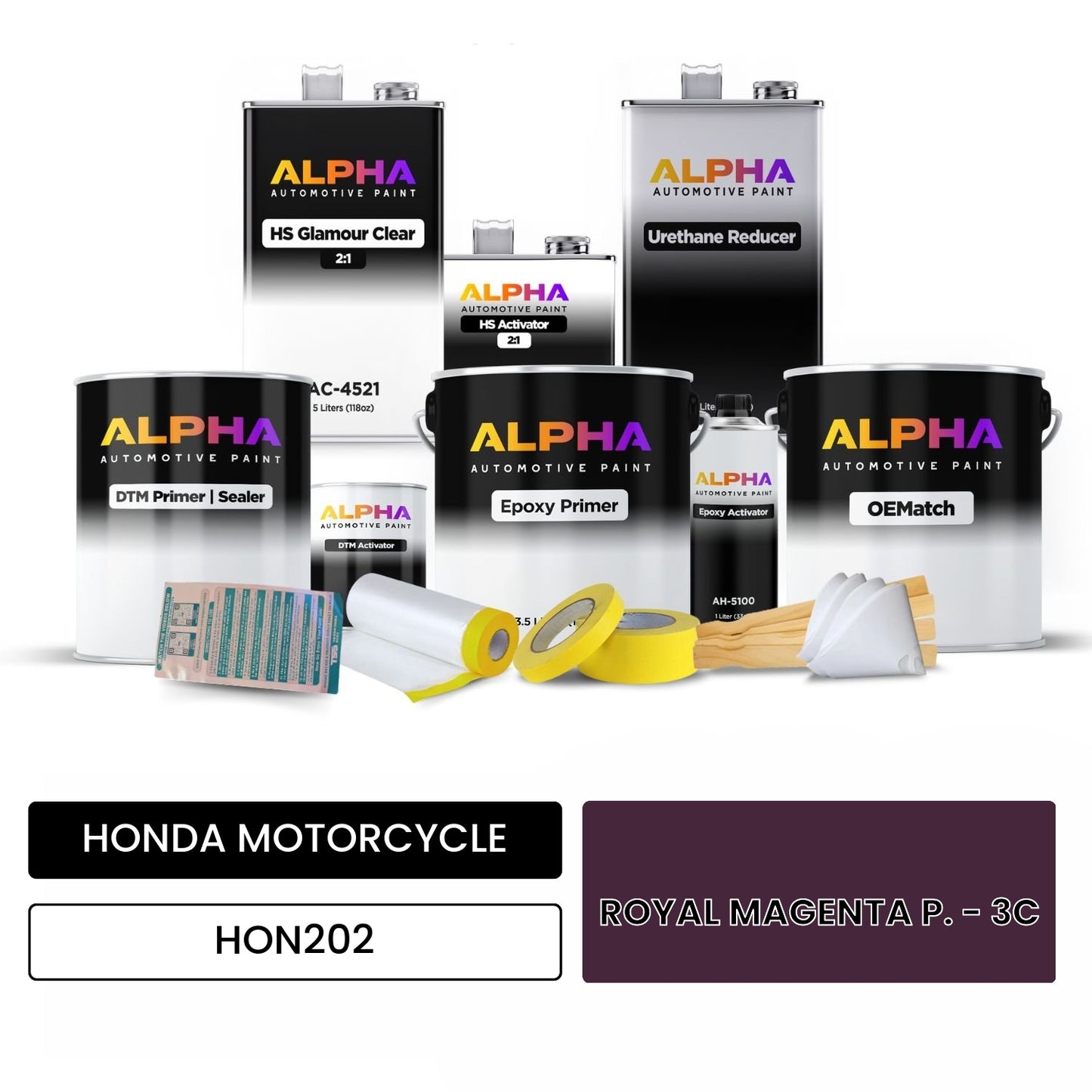 HONDA MOTORCYCLE ROYAL MAGENTA P. - 3C HON202 OEMatch Vehicle Paint Kit