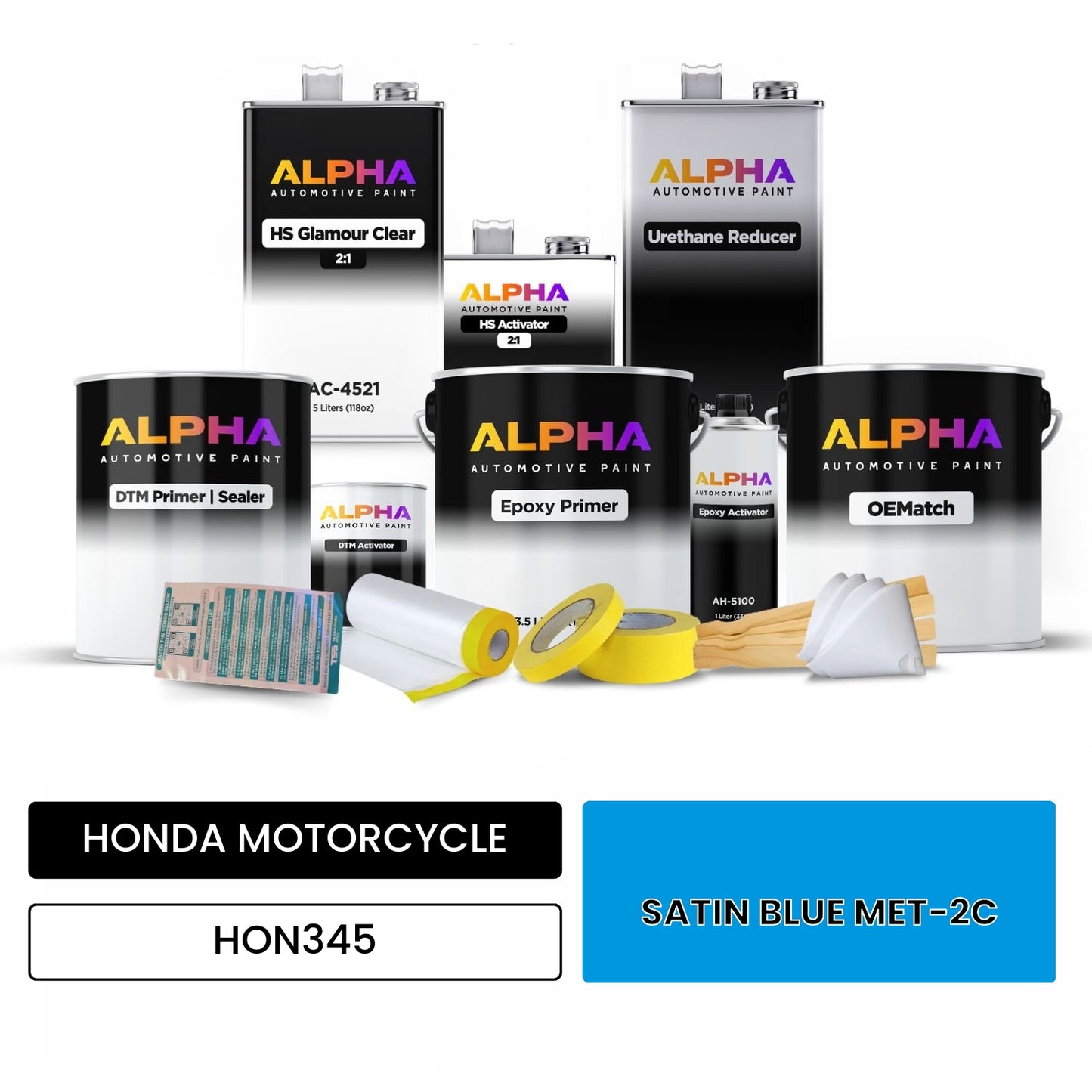 HONDA MOTORCYCLE SATIN BLUE MET-2C HON345 OEMatch Vehicle Paint Kit