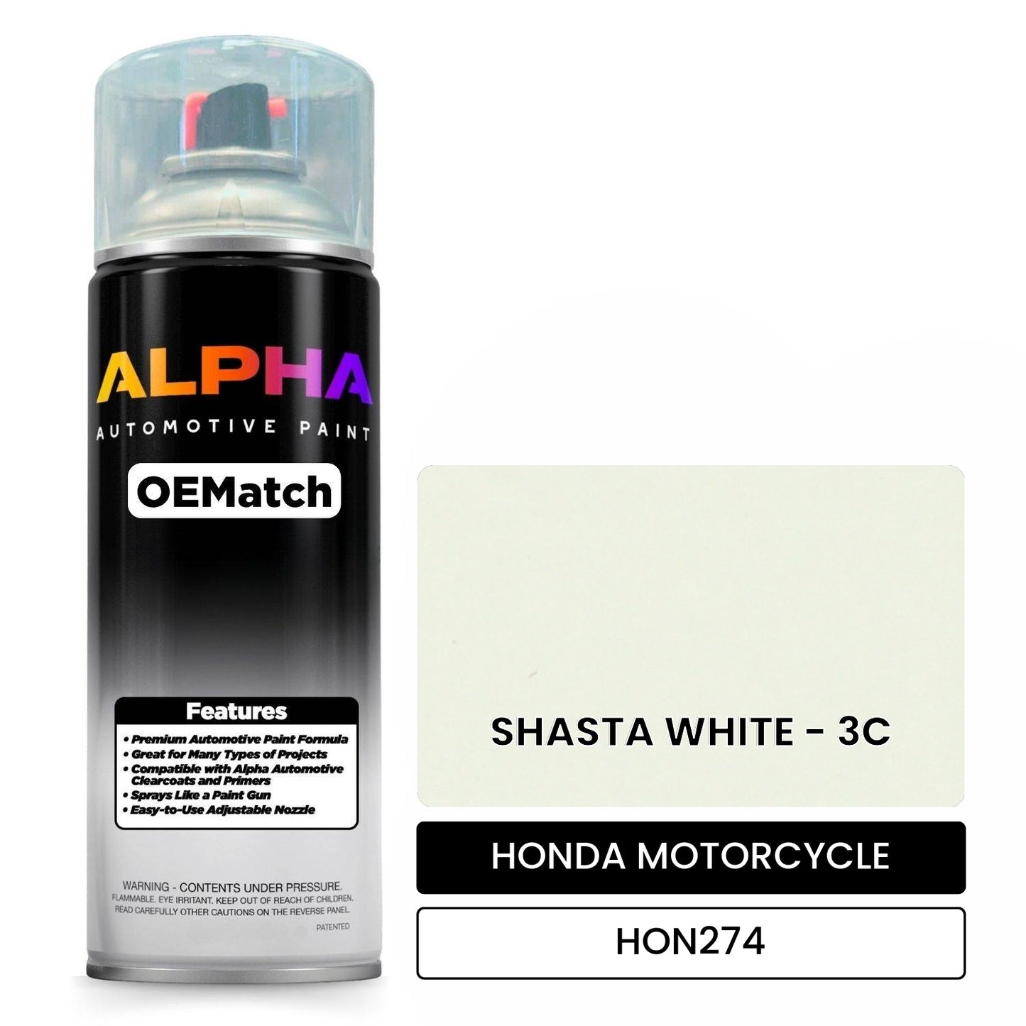 HONDA MOTORCYCLE SHASTA WHITE - 3C HON274 OEMatch Spraycan