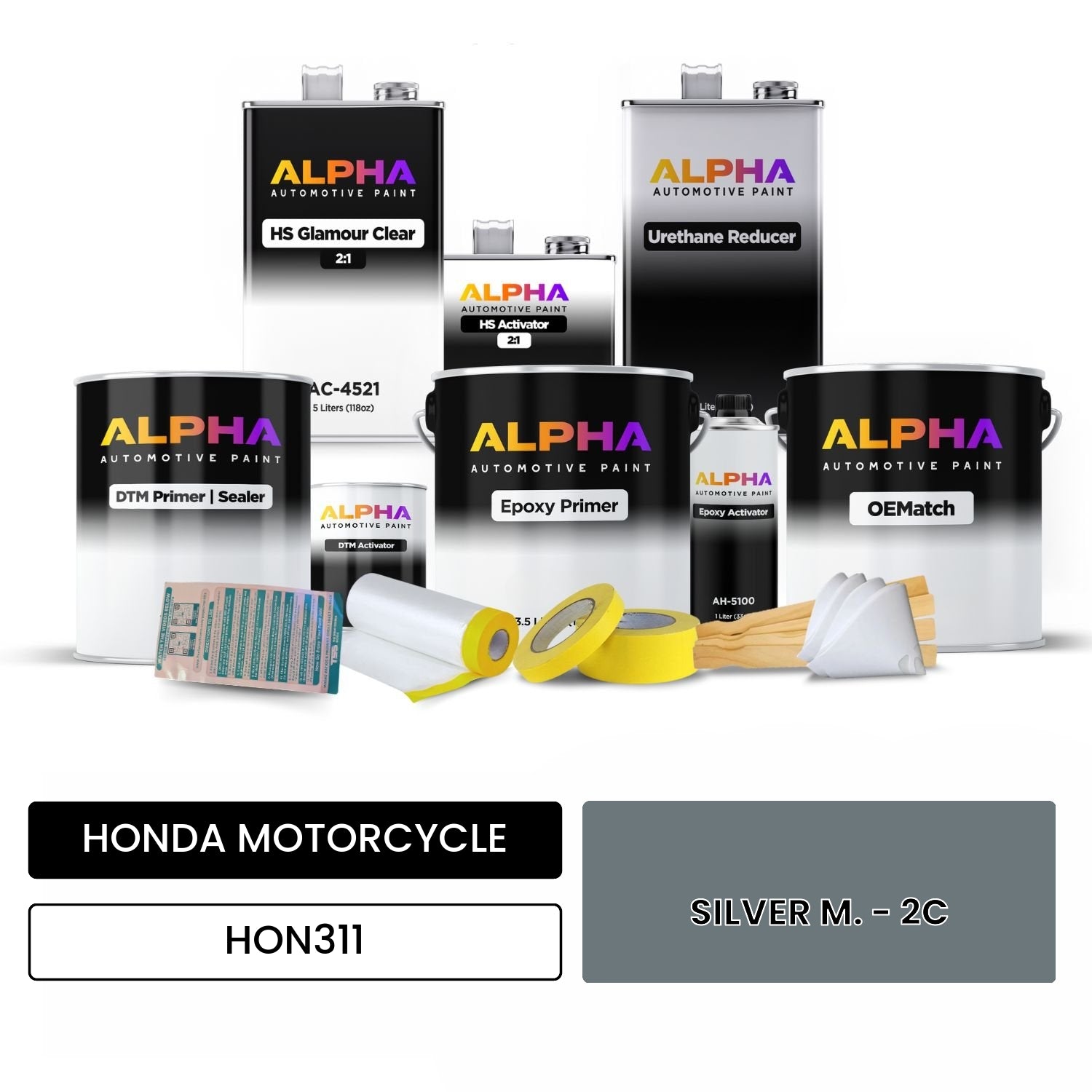 HONDA MOTORCYCLE SILVER M. - 2C HON311 OEMatch Vehicle Paint Kit