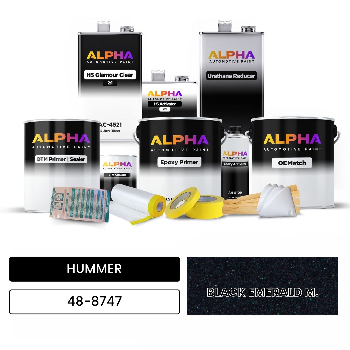HUMMER BLACK EMERALD M. 48-8747 OEMatch Vehicle Paint Kit