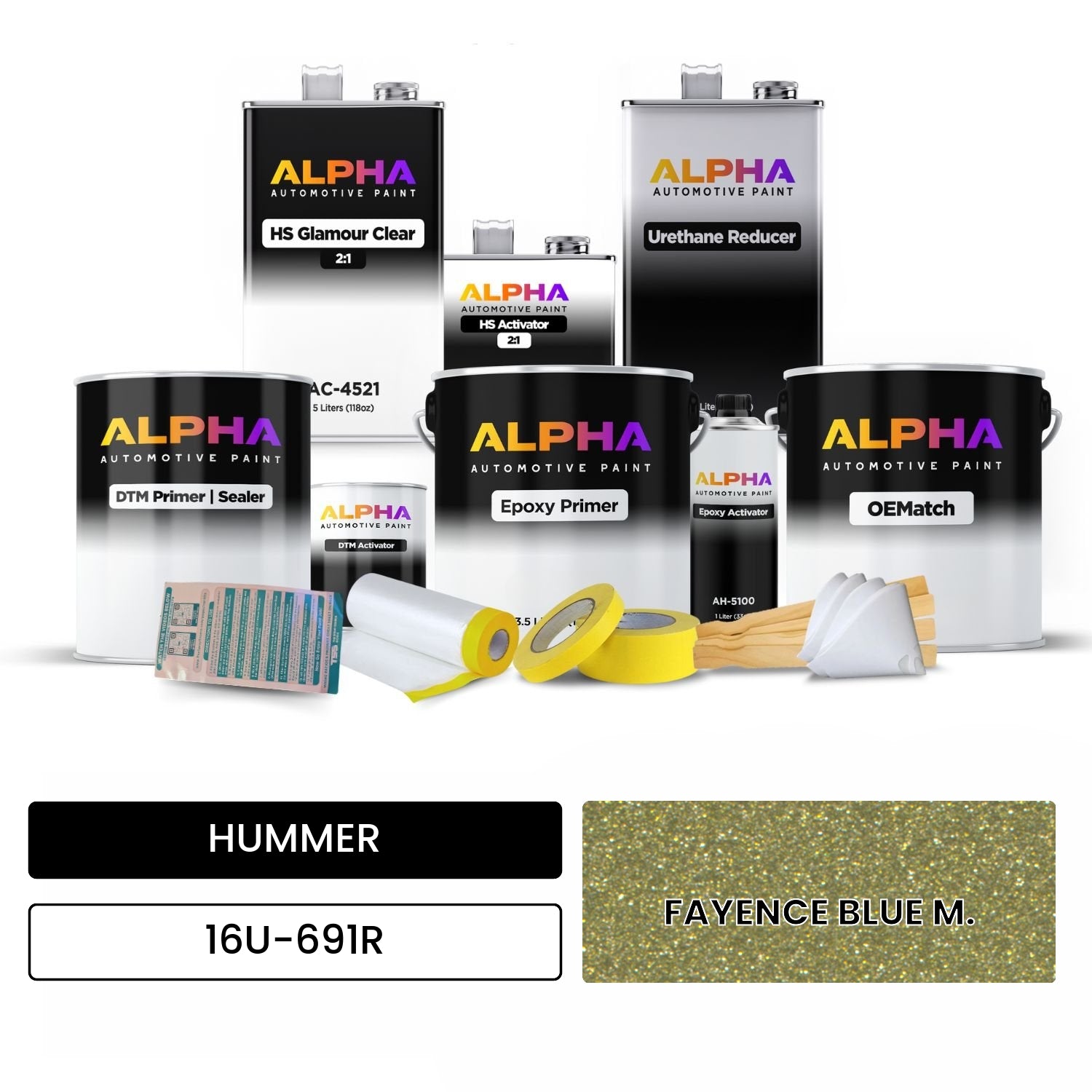 HUMMER FAYENCE BLUE M. 16U-691R OEMatch Vehicle Paint Kit