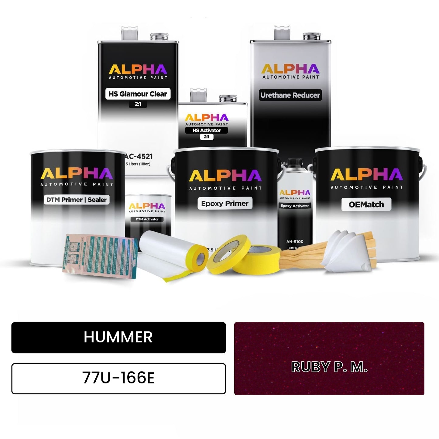 HUMMER RUBY P. M. 77U-166E OEMatch Vehicle Paint Kit