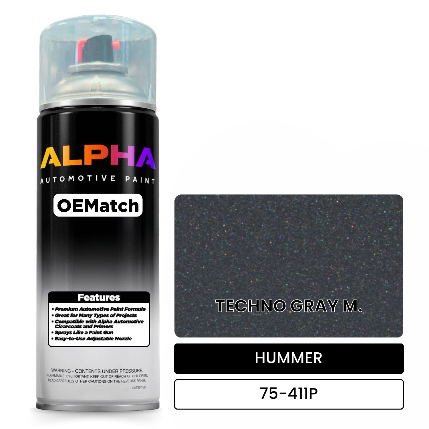 HUMMER TECHNO GRAY M. 75-411P OEMatch Spraycan