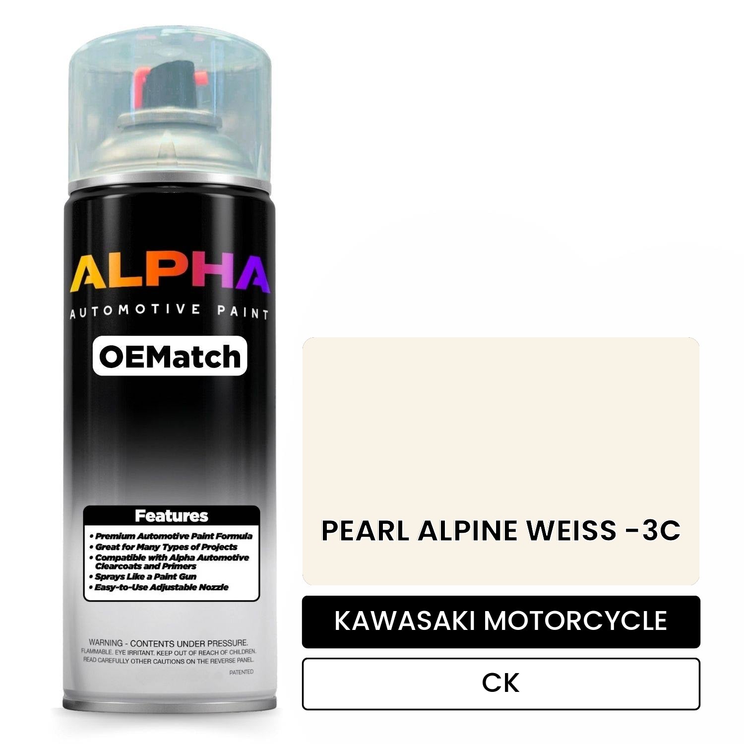 KAWASAKI MOTORCYCLE PEARL ALPINE WEISS -3C CK OEMatch Spraycan