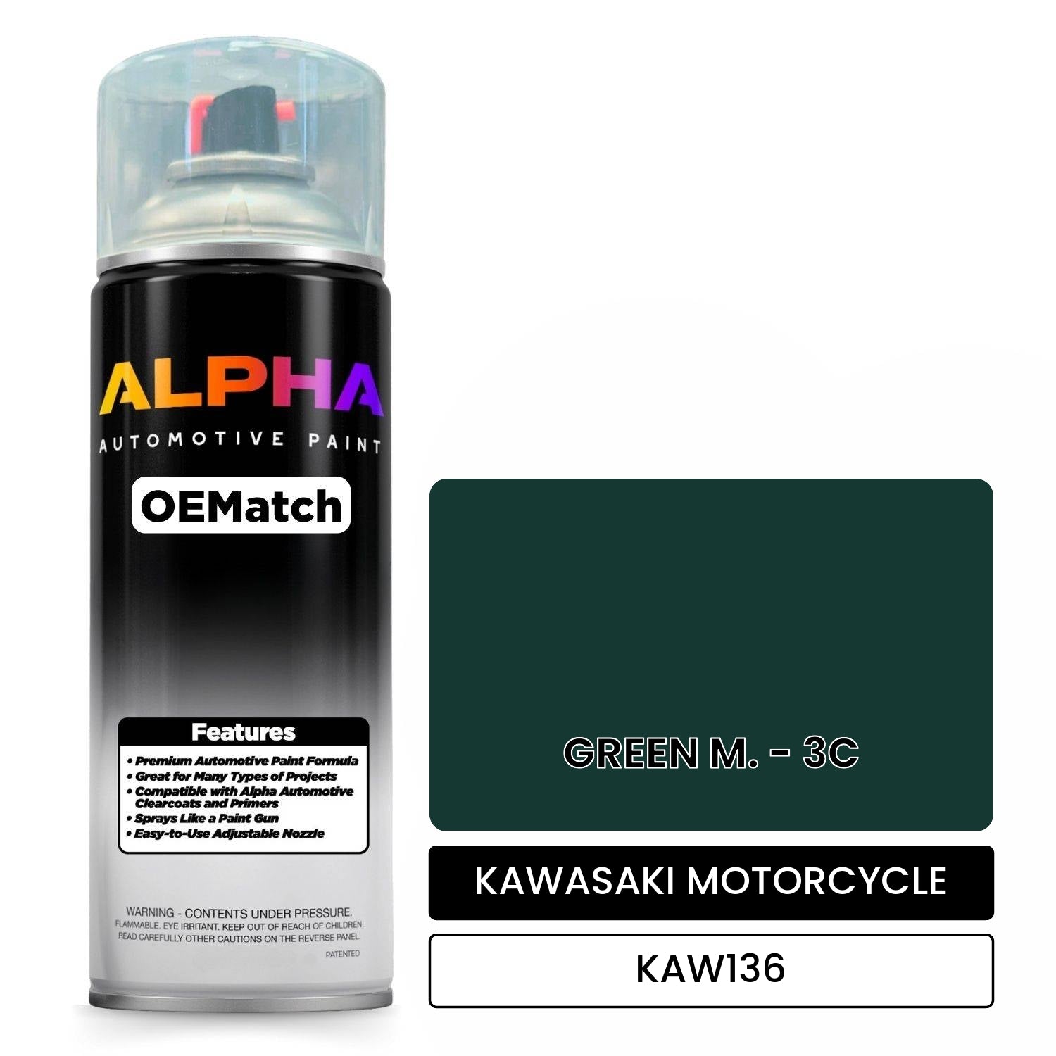 KAWASAKI MOTORCYCLE GREEN M. - 3C KAW136 OEMatch Spraycan