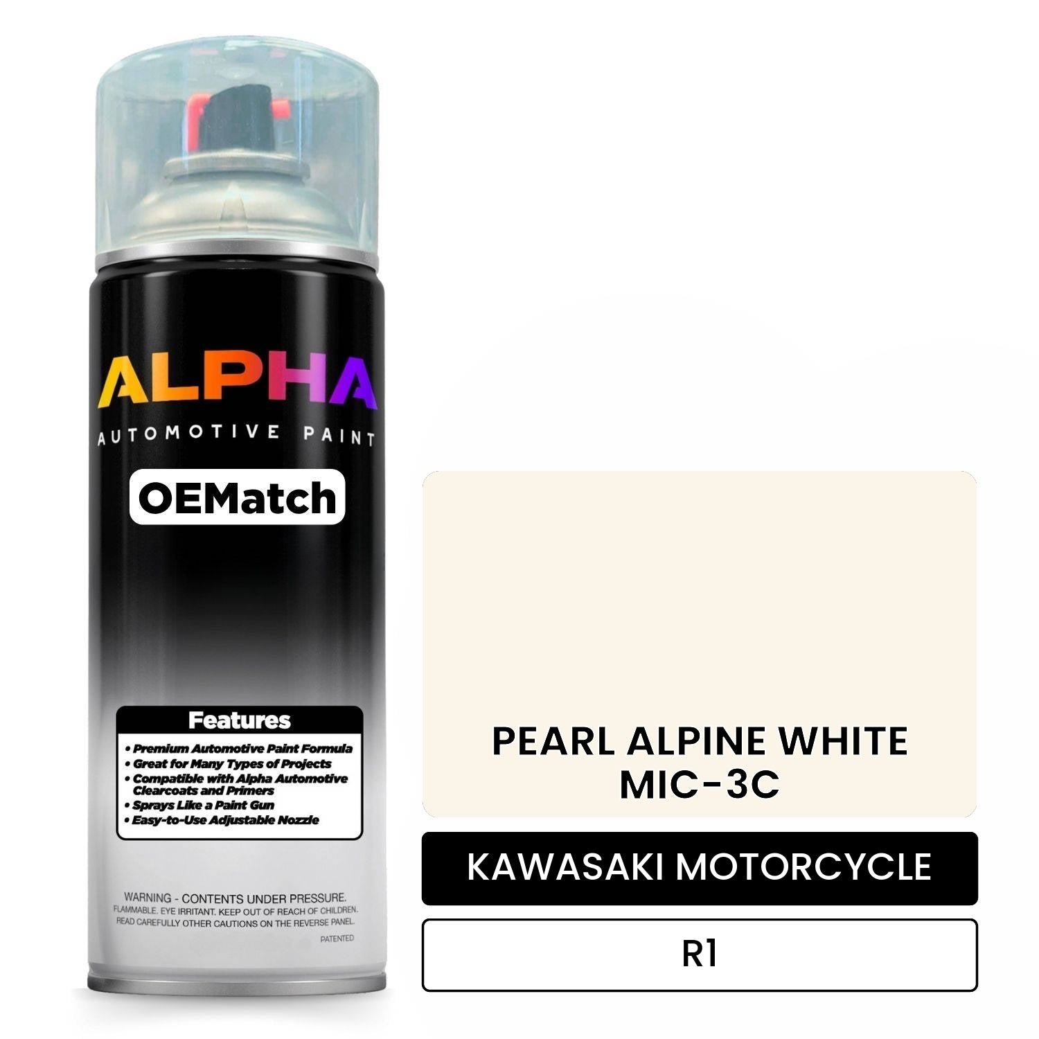 KAWASAKI MOTORCYCLE PEARL ALPINE WHITE MIC-3C R1 OEMatch Spraycan