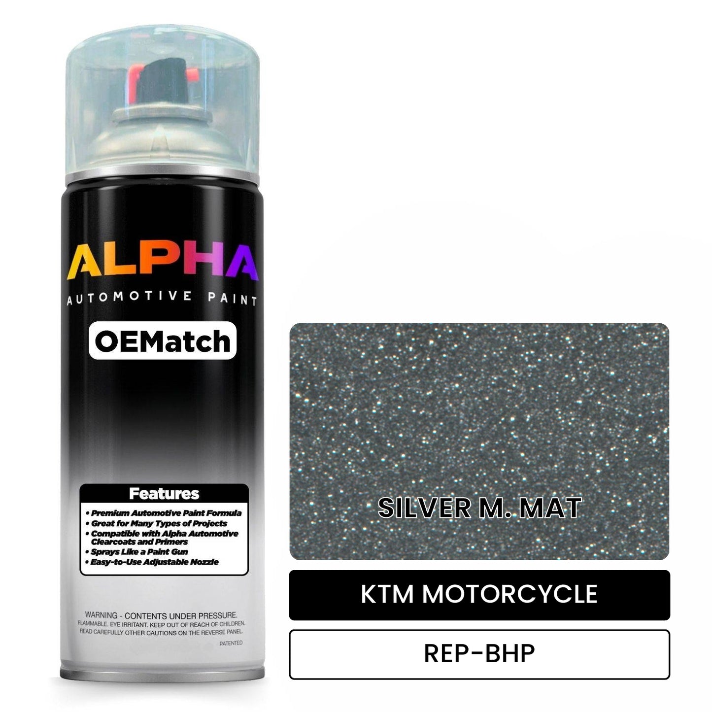 KTM MOTORCYCLE SILVER M. MAT REP-BHP OEMatch Spraycan