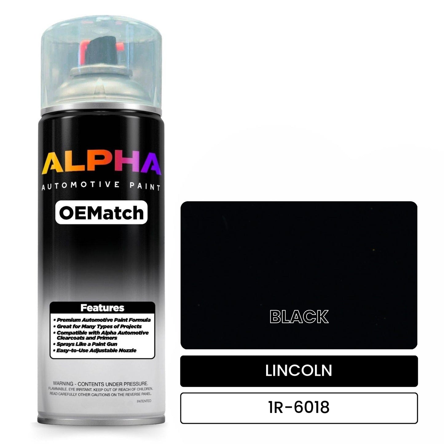 LINCOLN BLACK 1R-6018 OEMatch Spraycan