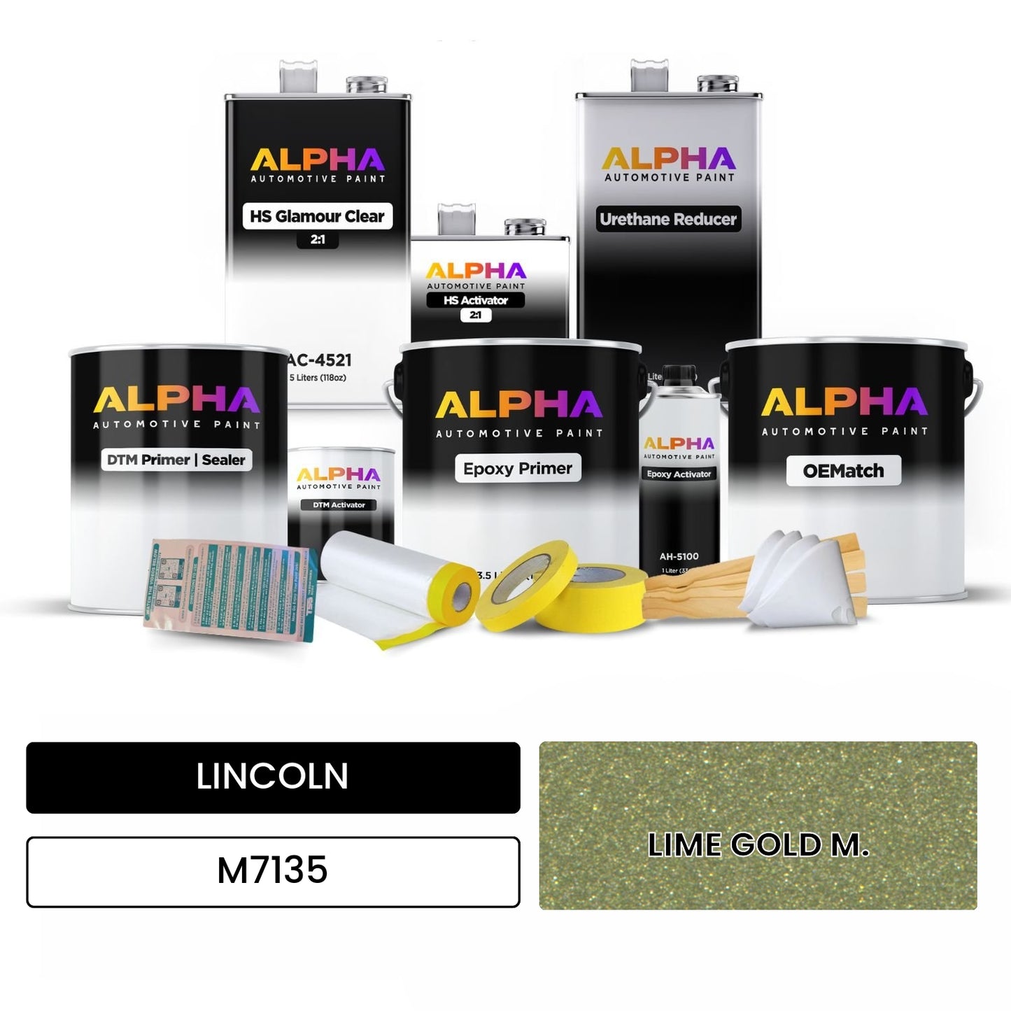 LINCOLN LIME GOLD M. M7135 OEMatch Vehicle Paint Kit