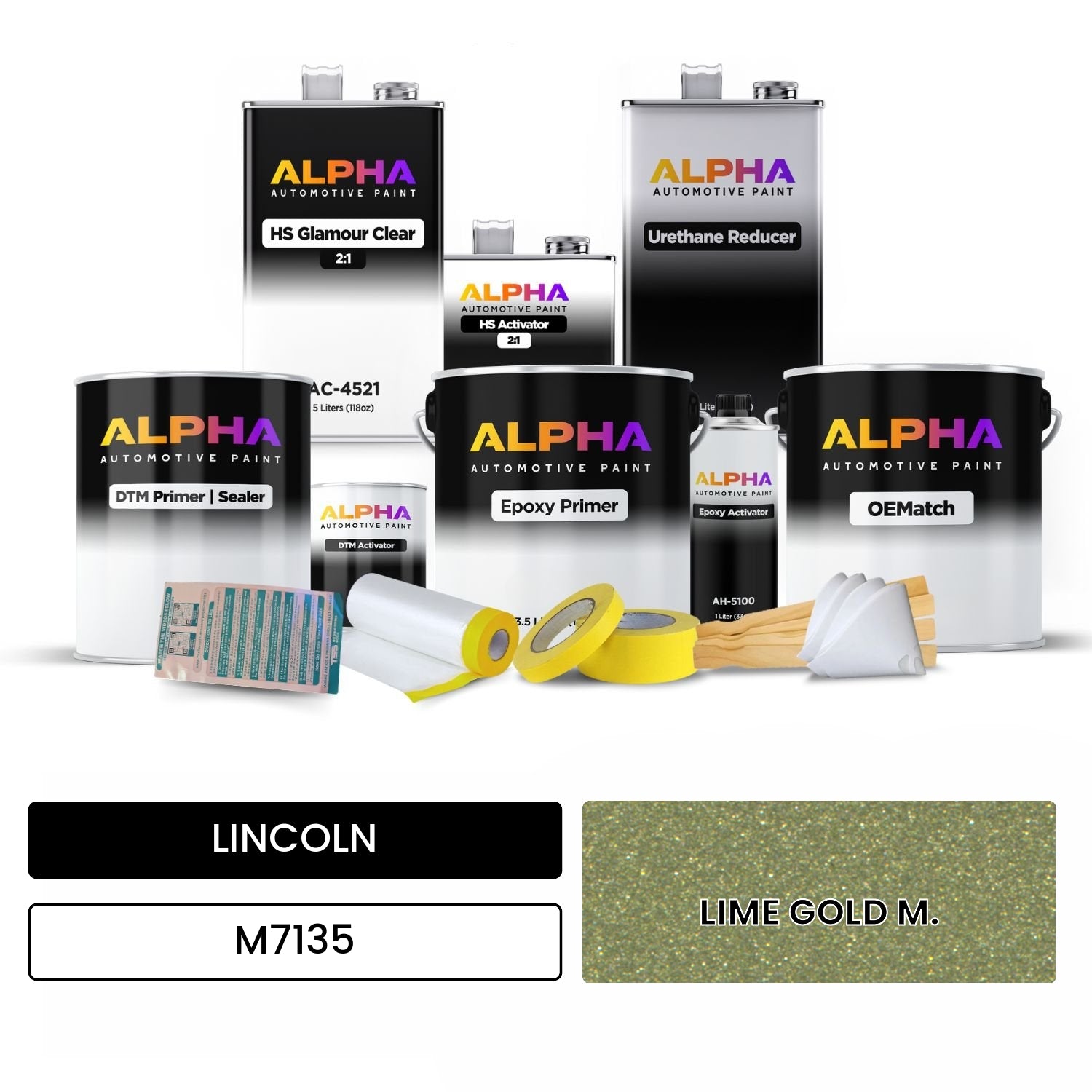 LINCOLN LIME GOLD M. M7135 OEMatch Vehicle Paint Kit