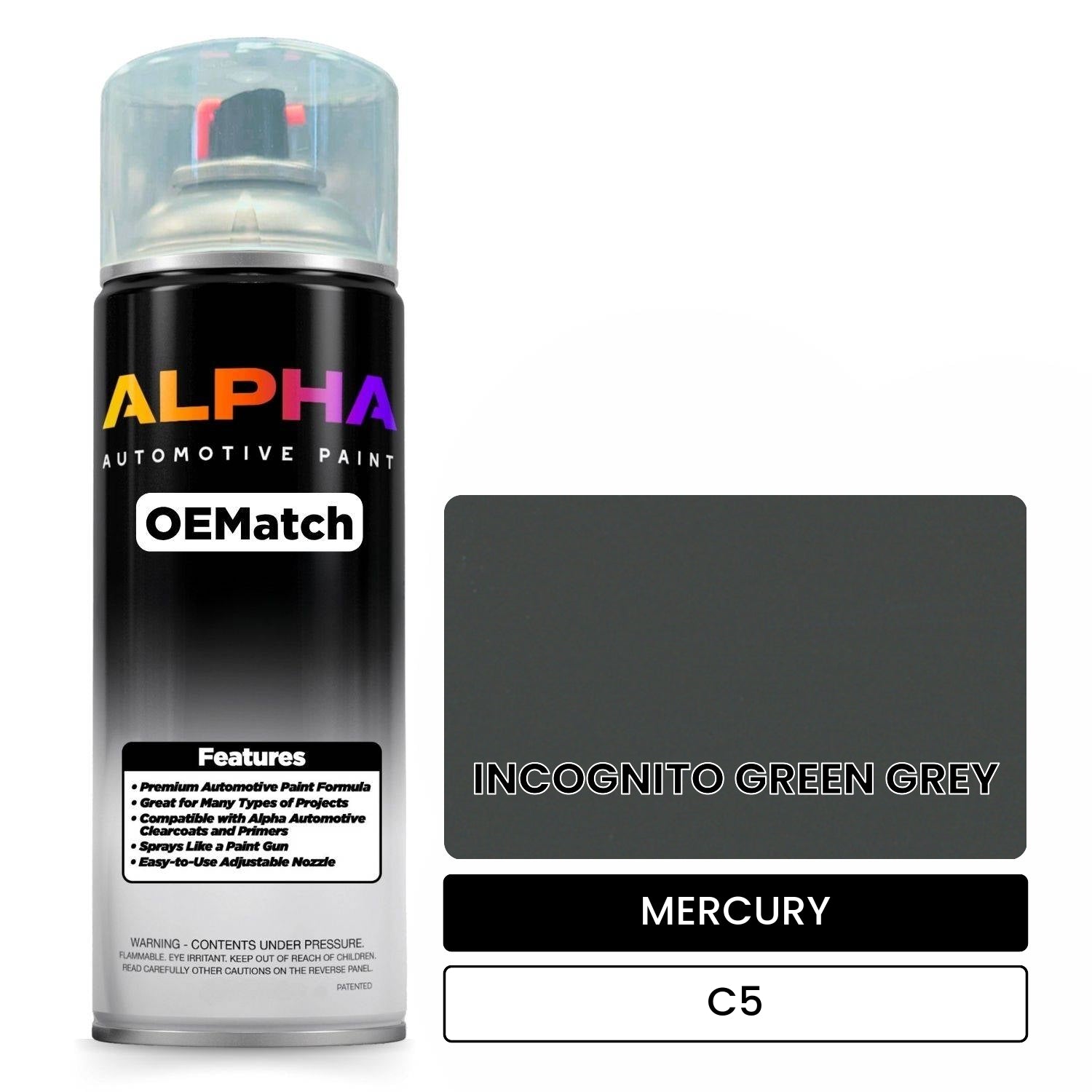 MERCURY INCOGNITO GREEN GREY C5 OEMatch Spraycan
