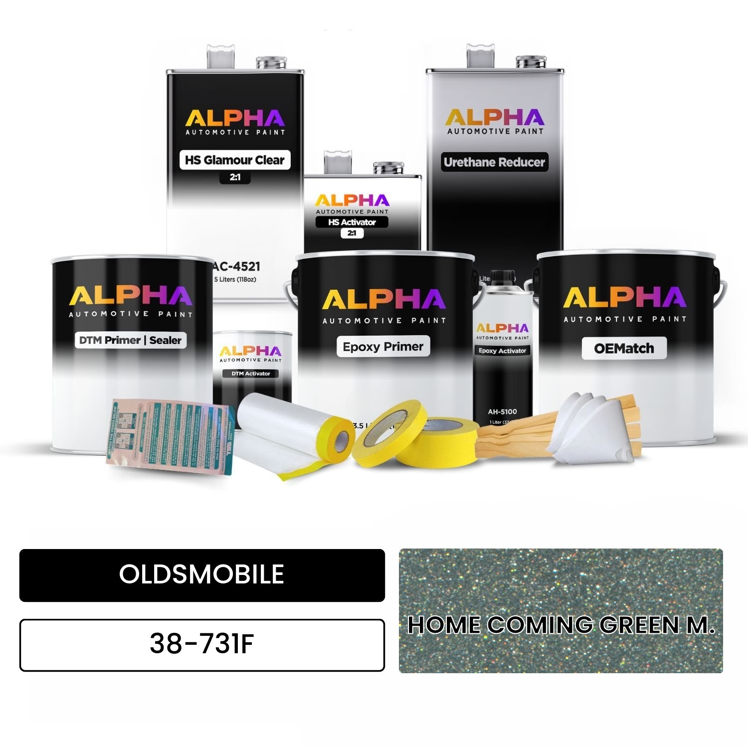 OLDSMOBILE HOME COMING GREEN M. 38-731F OEMatch Vehicle Paint Kit