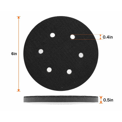OptiGrit 6" interface pad dimensions: 6 inch diameter, 1/2 inch thick, 6 holes