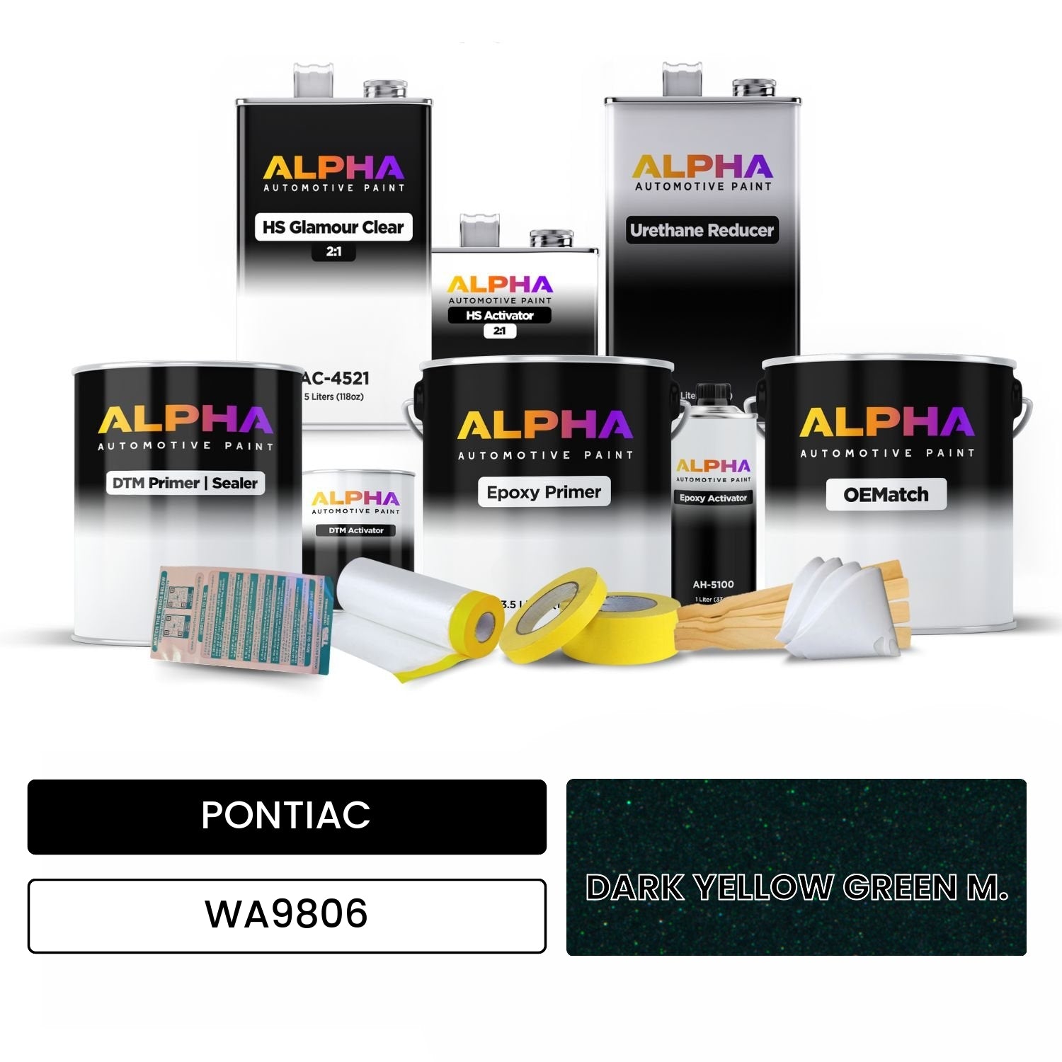 PONTIAC DARK YELLOW GREEN M. WA9806 OEMatch Vehicle Paint Kit