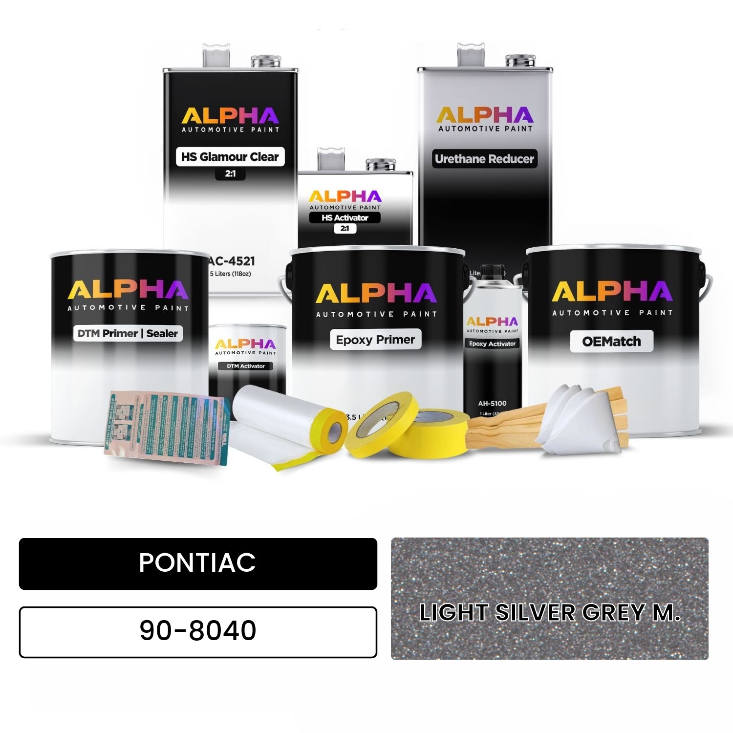 PONTIAC LIGHT SILVER GREY M. 90-8040 OEMatch Vehicle Paint Kit