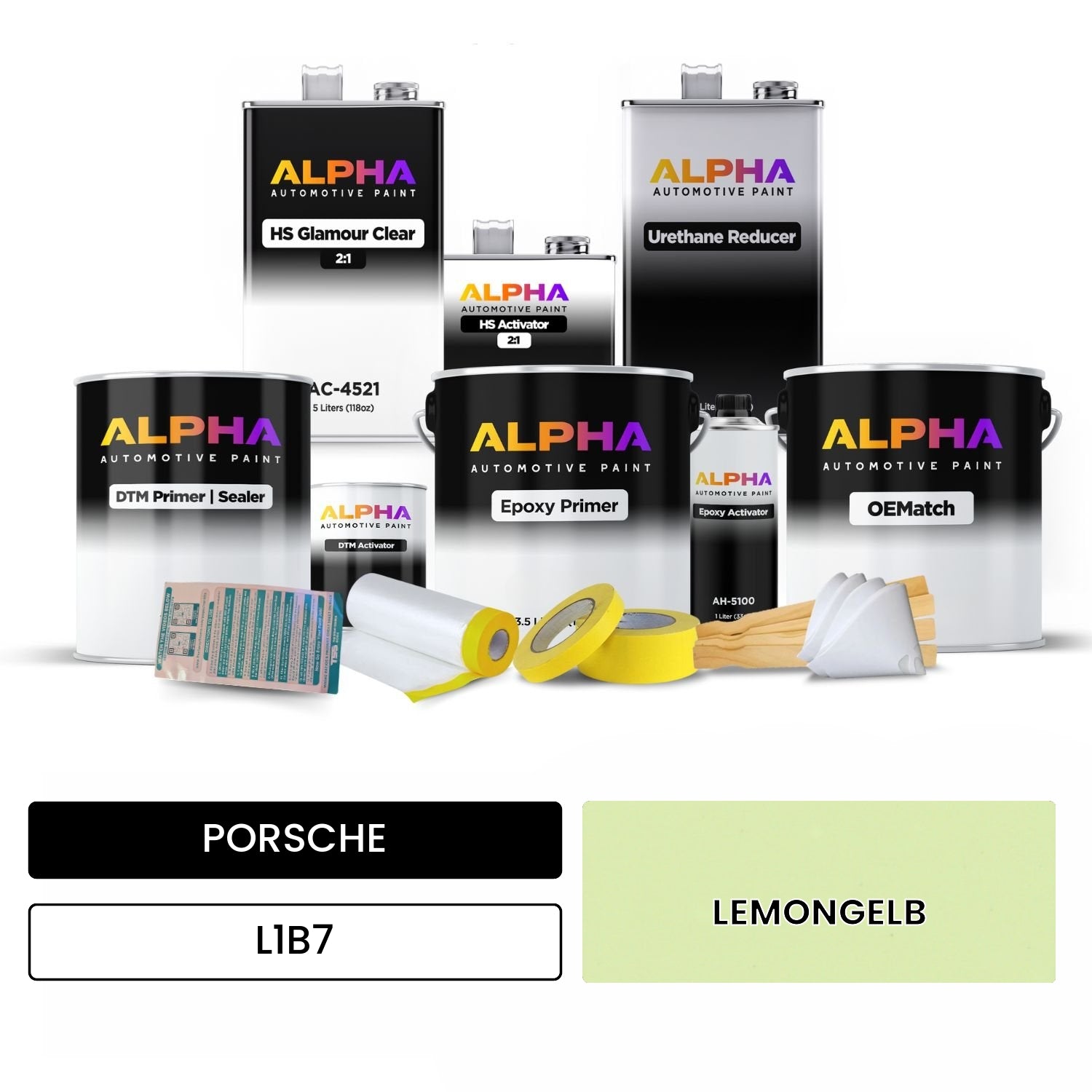 PORSCHE Lemon Yellow L1B7 OEMatch Vehicle Paint Kit
