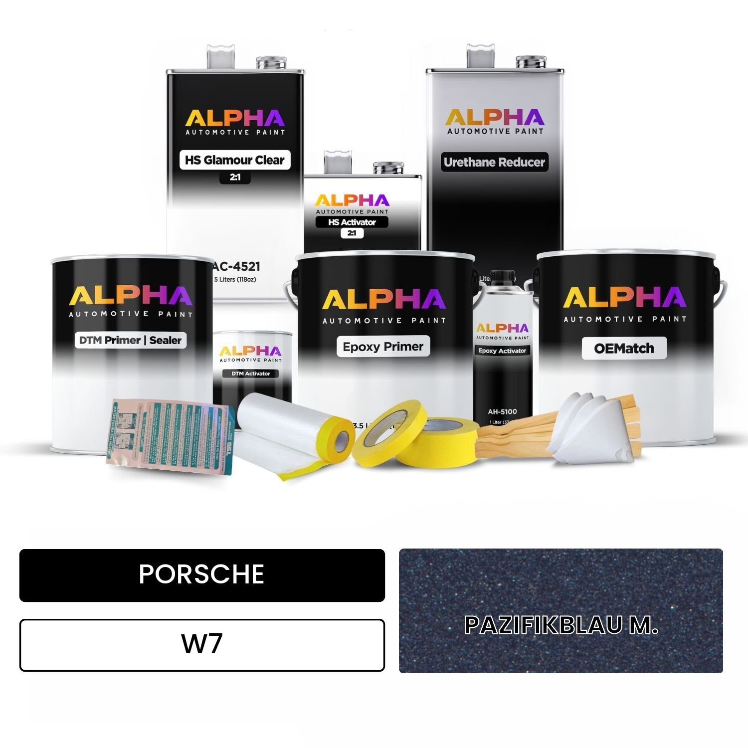 PORSCHE Pacific Blue Metallic W7 OEMatch Vehicle Paint Kit