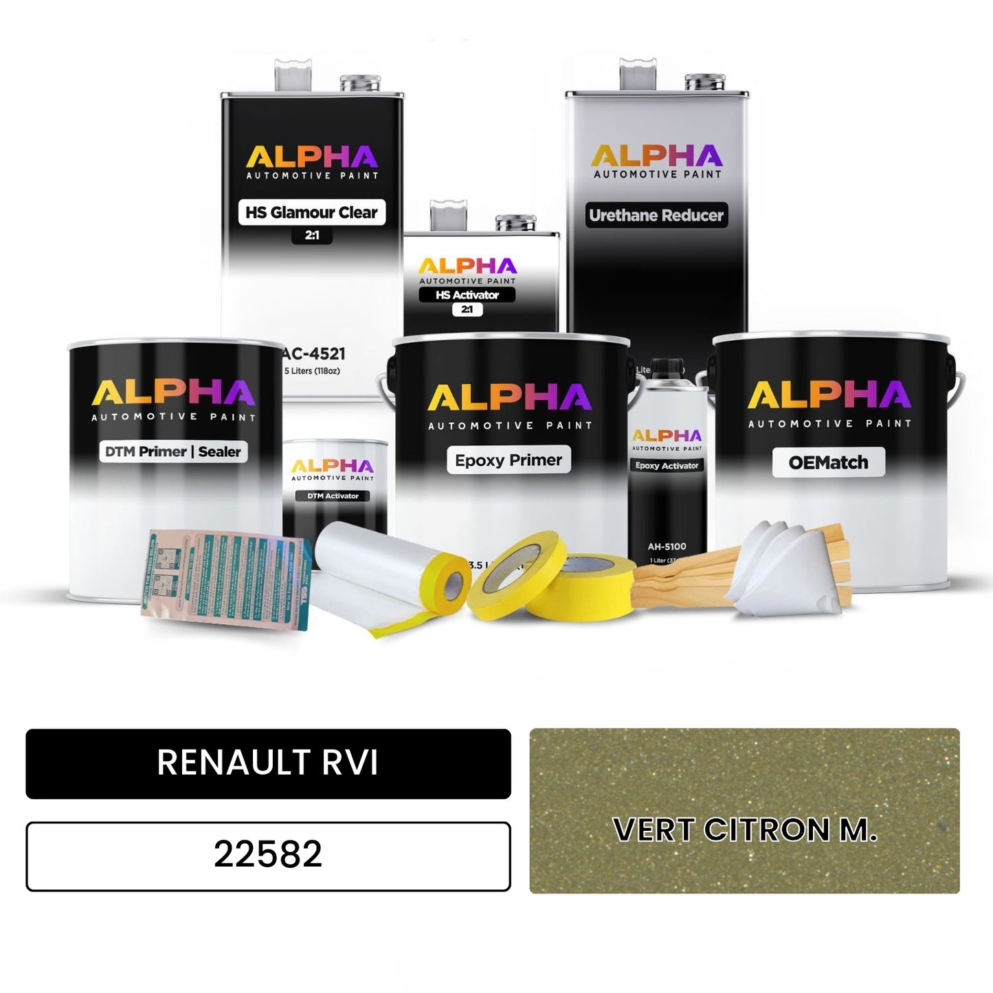 RENAULT RVI VERT CITRON M. 22582 OEMatch Vehicle Paint Kit