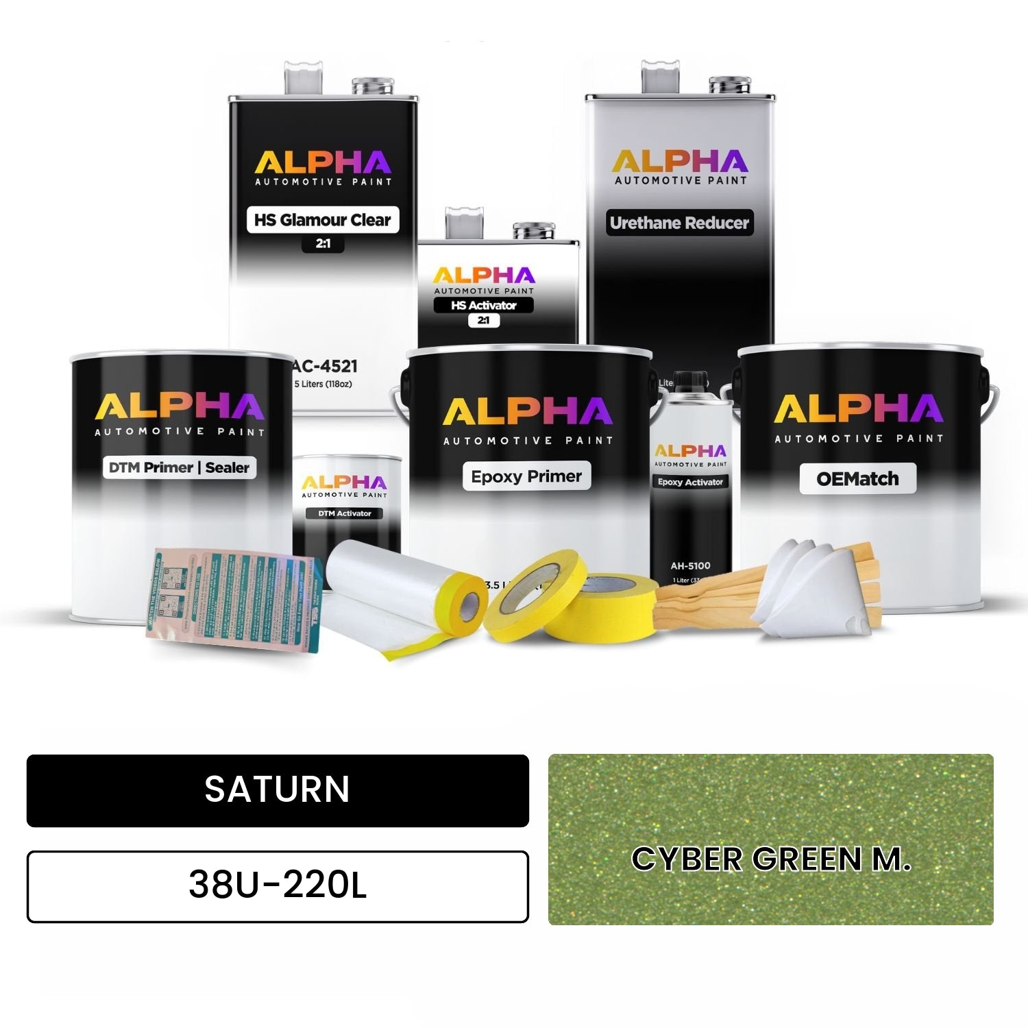 SATURN CYBER GREEN M. 38U-220L OEMatch Vehicle Paint Kit