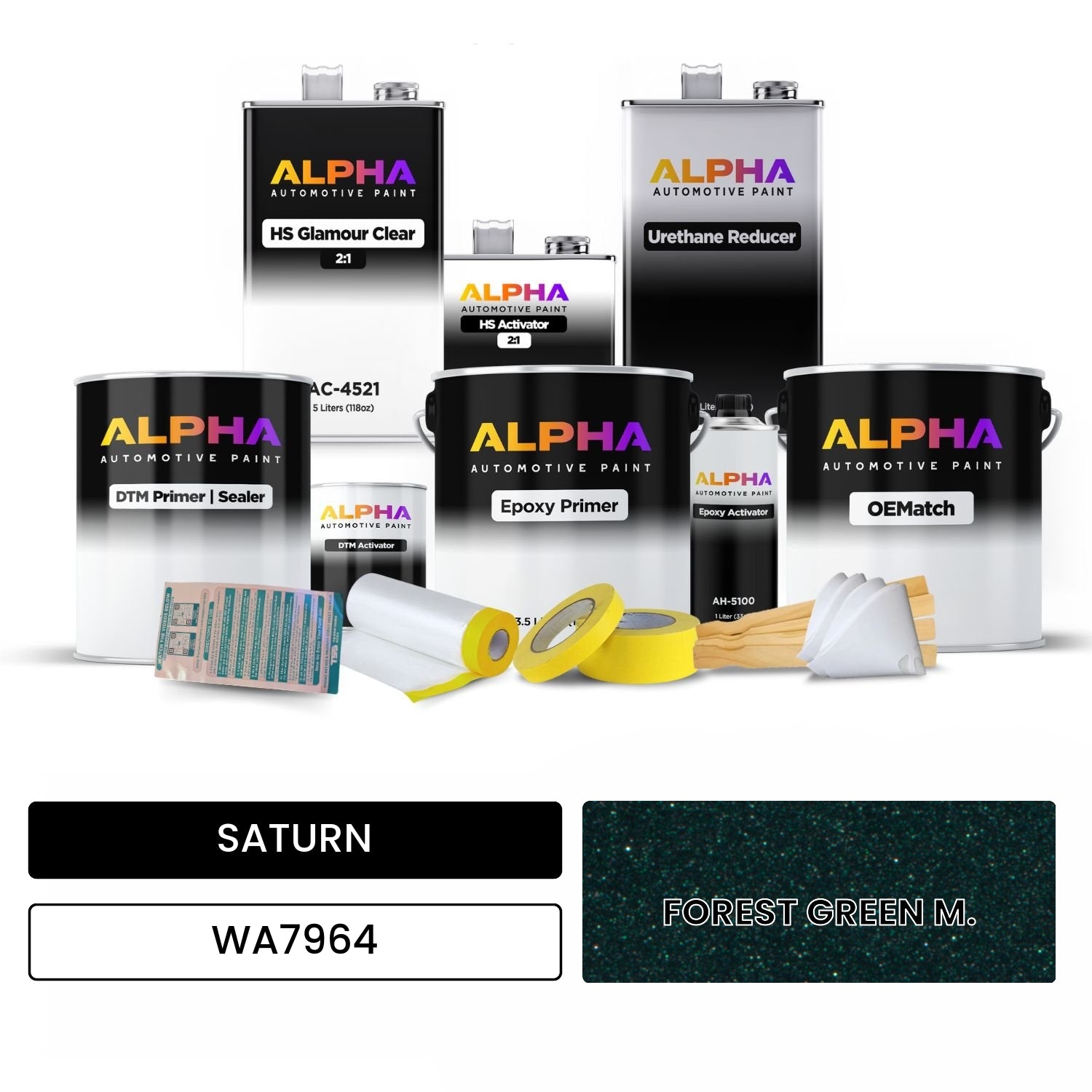 SATURN FOREST GREEN M. WA7964 OEMatch Vehicle Paint Kit