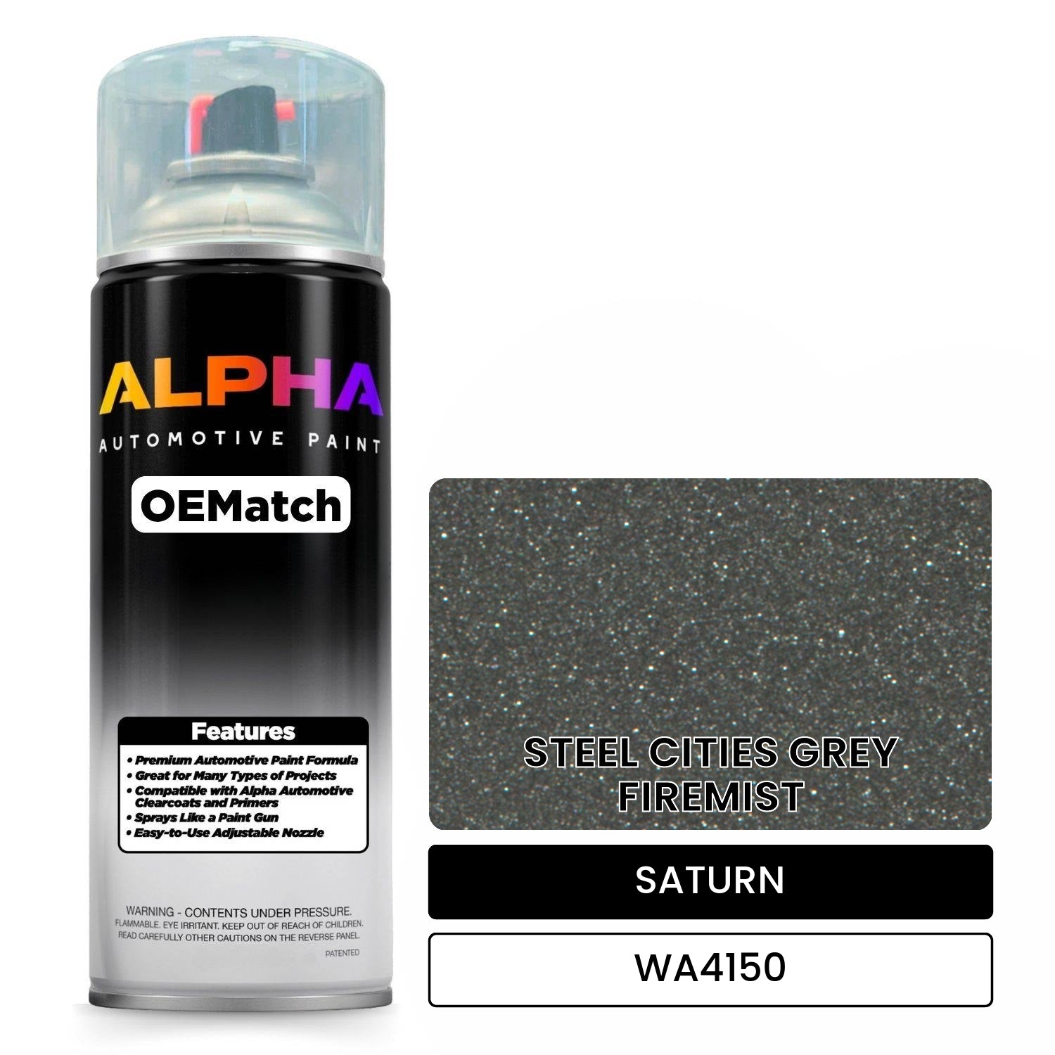 SATURN STEEL CITIES GREY FIREMIST WA4150 OEMatch Spraycan