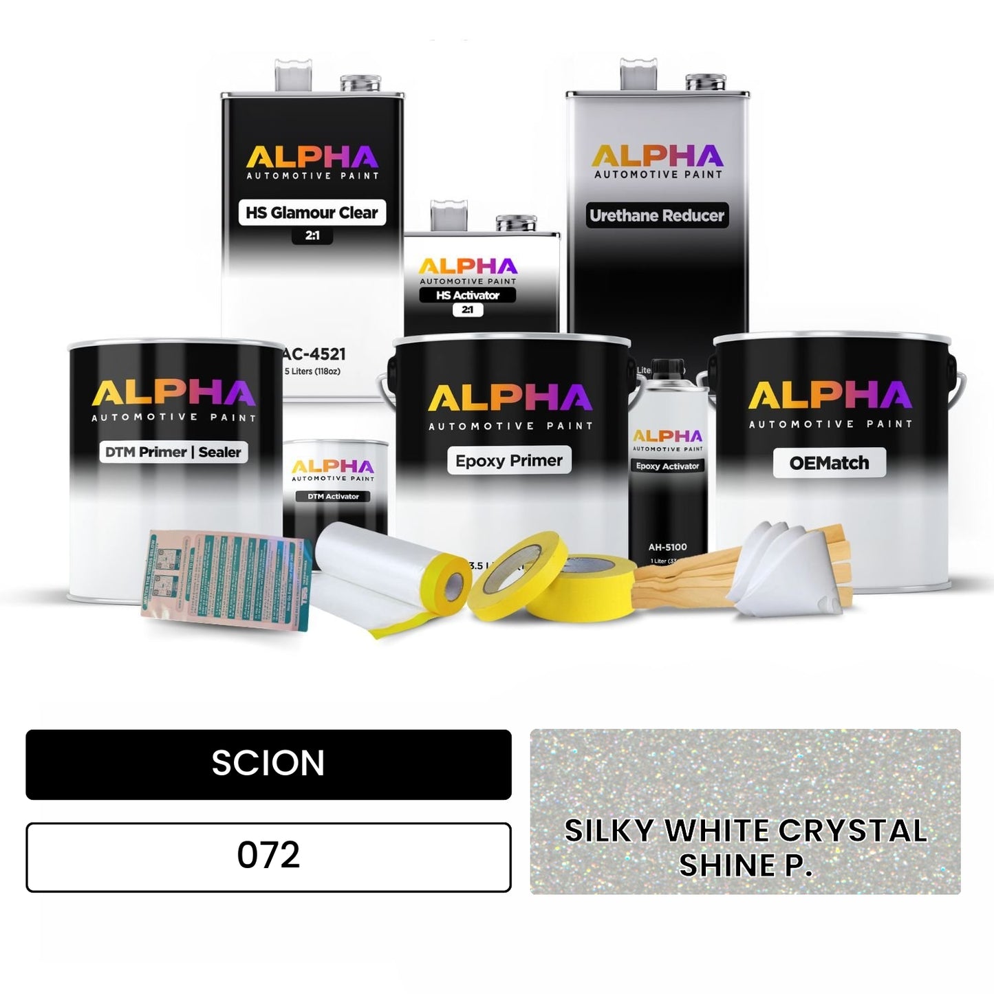 SCION SILKY WHITE CRYSTAL SHINE P. 072 OEMatch Vehicle Paint Kit