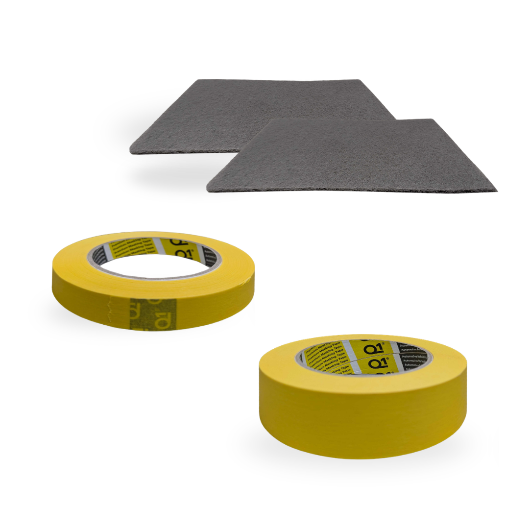 Scuff & Mask Kit for guitars and bicycles - scuff pads and Q1 yellow masking tape