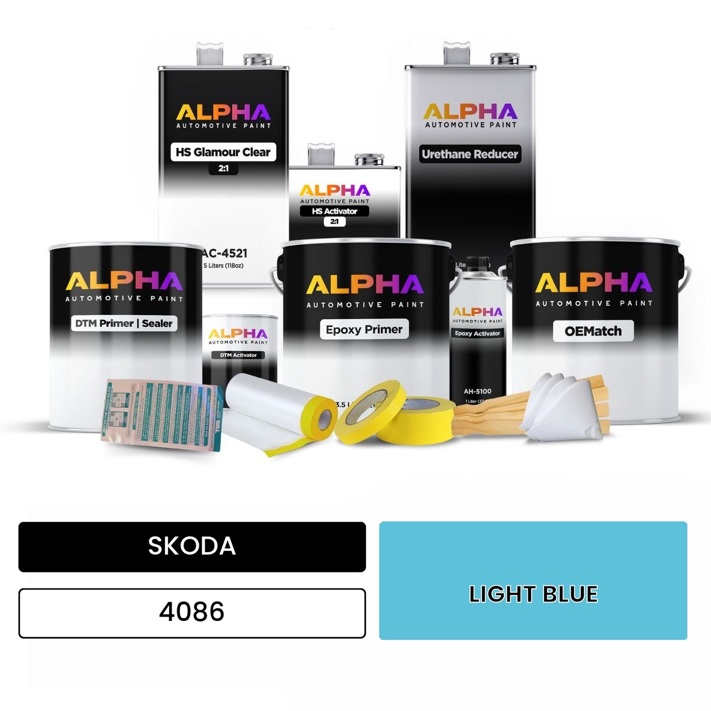 SKODA LIGHT BLUE 4086 OEMatch Vehicle Paint Kit
