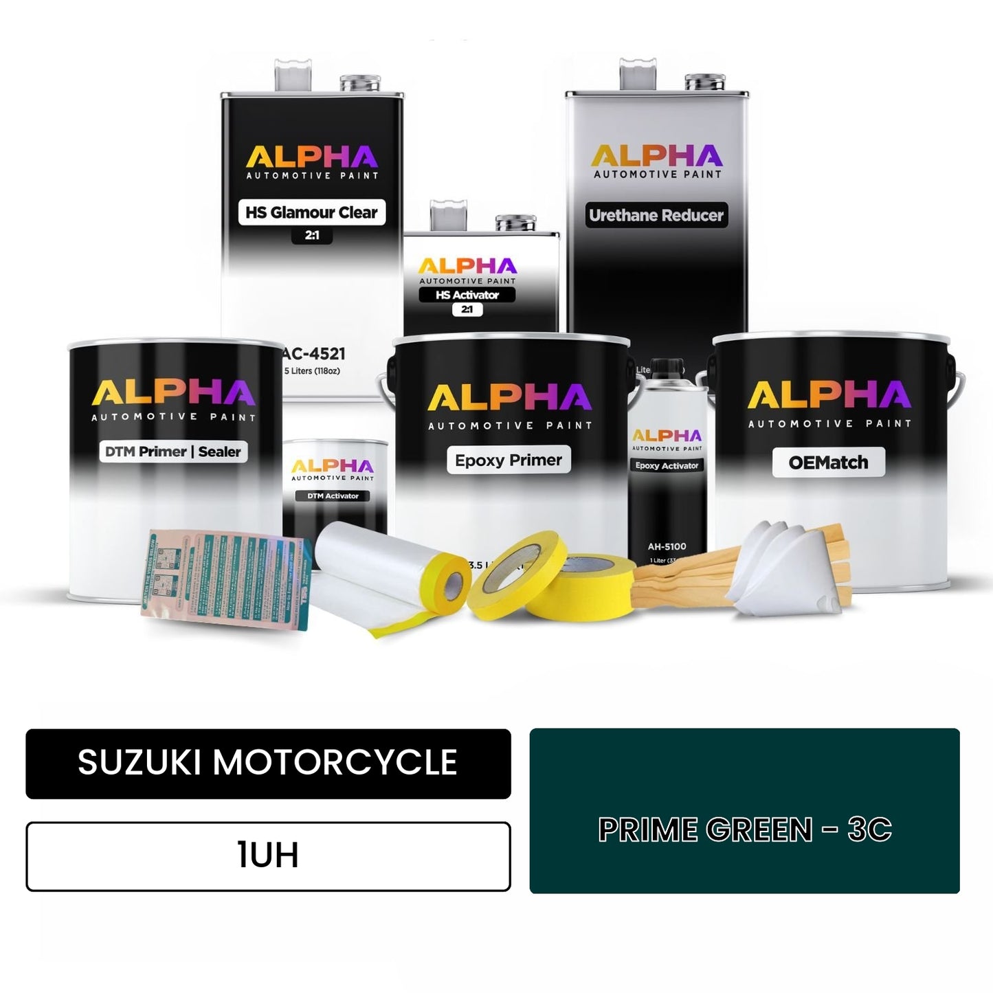 SUZUKI MOTORCYCLE PRIME GREEN - 3C 1UH OEMatch Vehicle Paint Kit
