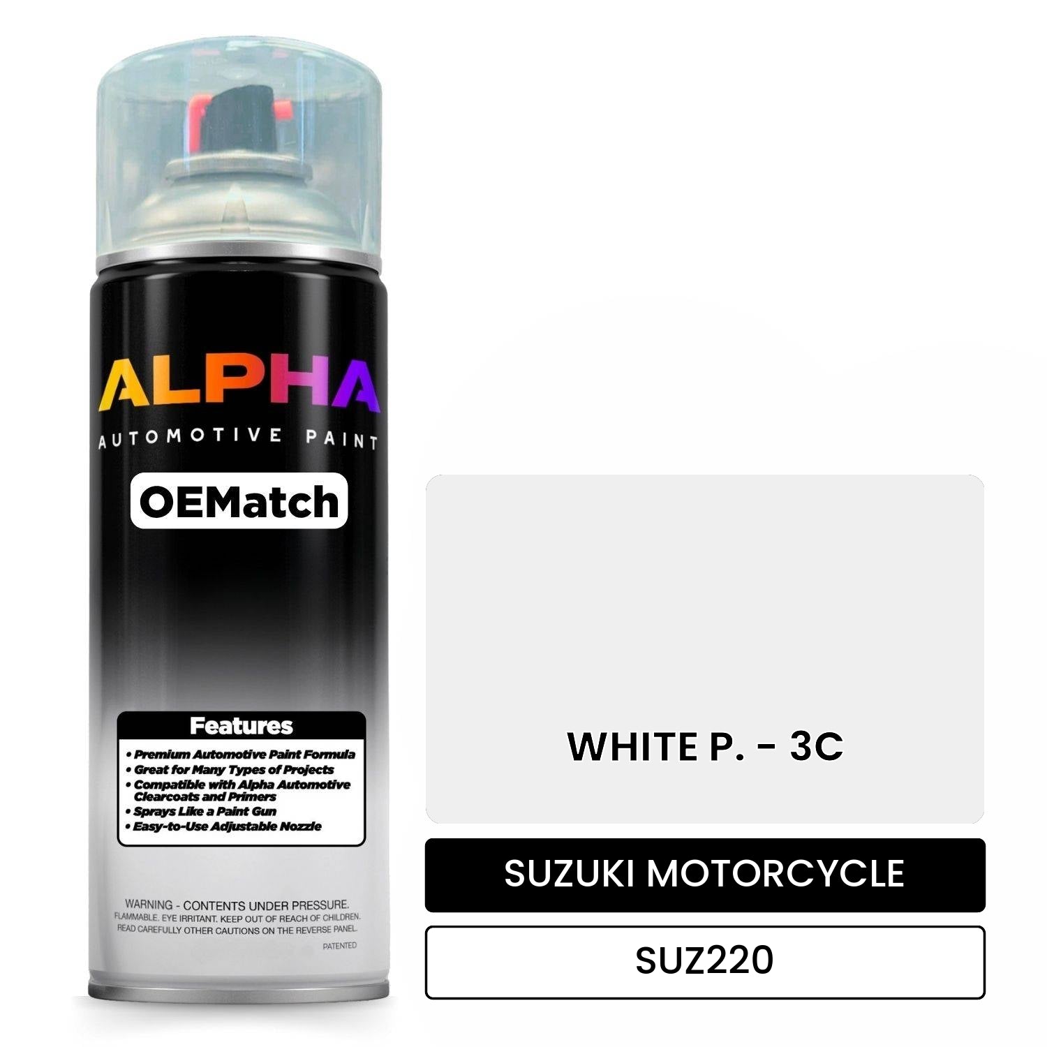SUZUKI MOTORCYCLE WHITE P. - 3C SUZ220 OEMatch Spraycan
