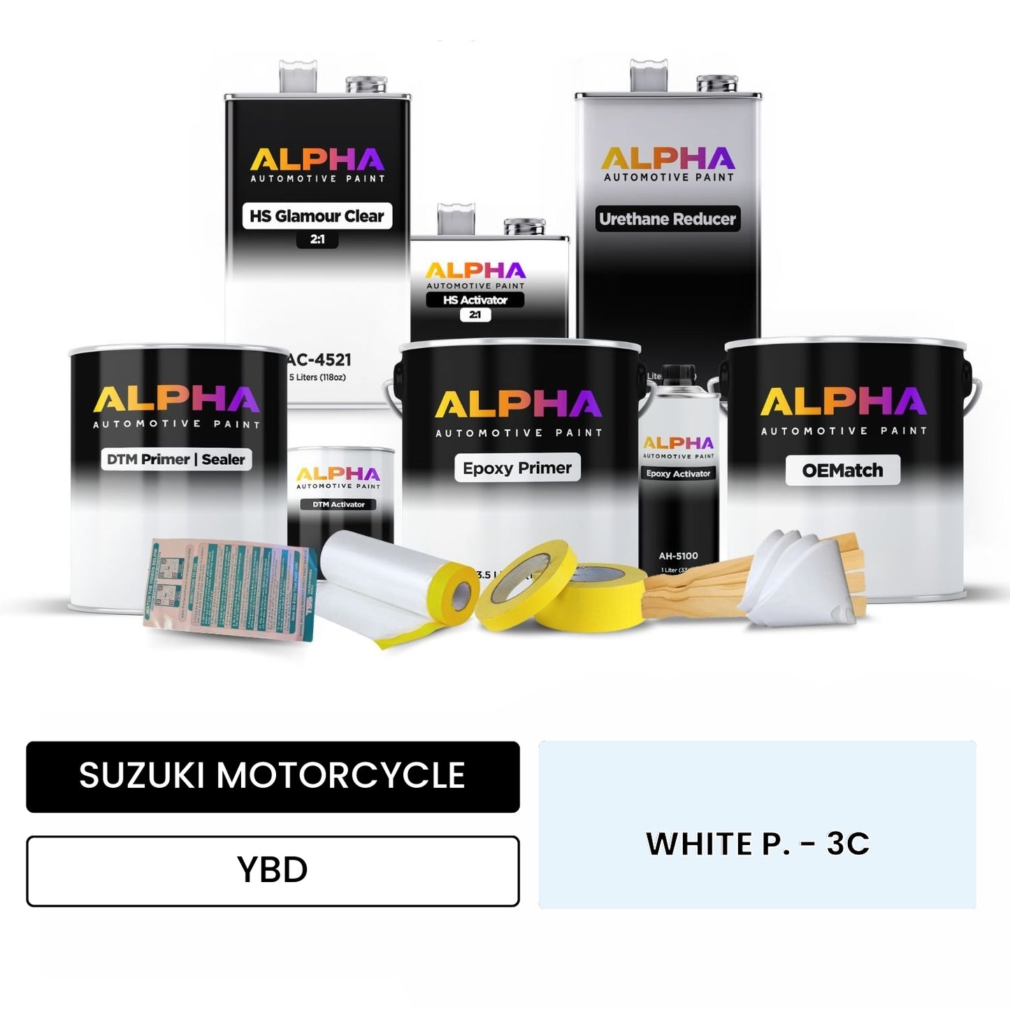 SUZUKI MOTORCYCLE WHITE P. - 3C YBD OEMatch Vehicle Paint Kit