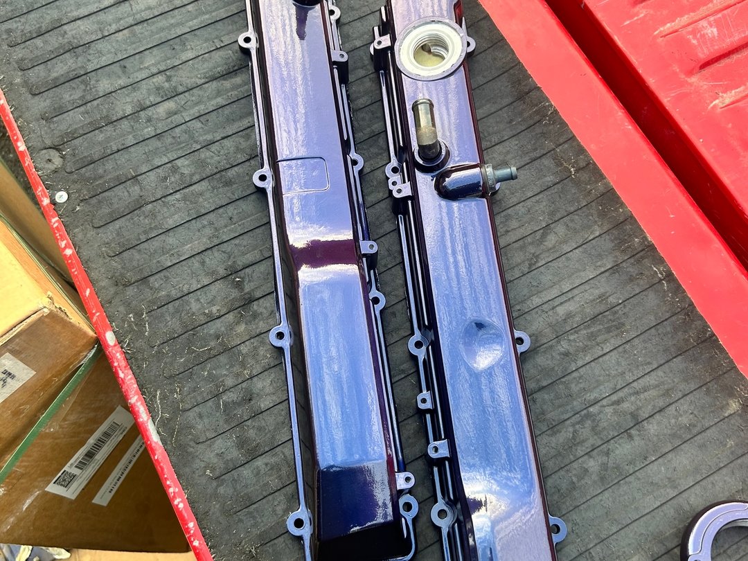 Engine valve covers painted in Midnight Purple 3 spray can from The Spray Source