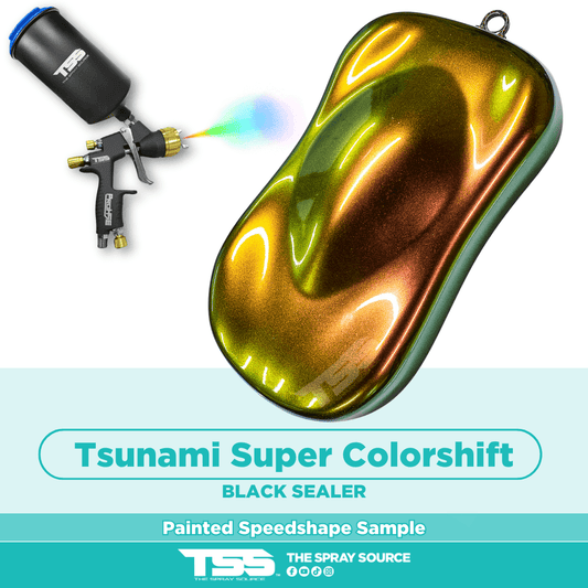 Tsunami Super Colorshift Pre-Sprayed Speedshape Paint Sample (Black Ground Coat) - The Spray Source - Alpha Pigments