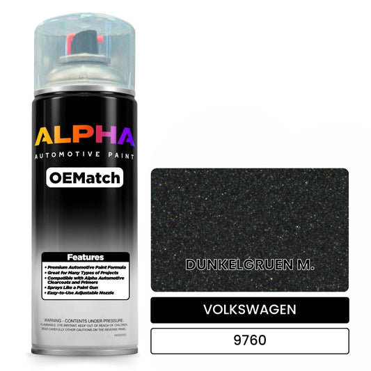 VOLKSWAGEN Dark Green Metallic 9760 OEMatch Spraycan