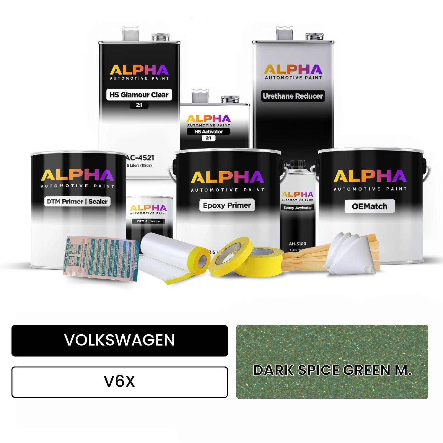 VOLKSWAGEN Dark Spice Green Metallic V6X OEMatch Vehicle Paint Kit