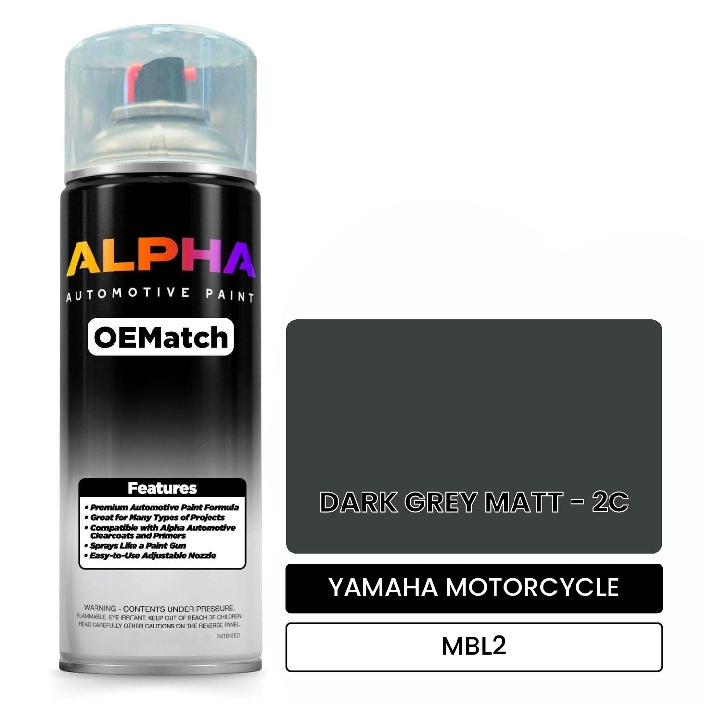 YAMAHA MOTORCYCLE DARK GREY MATT - 2C MBL2 OEMatch Spraycan