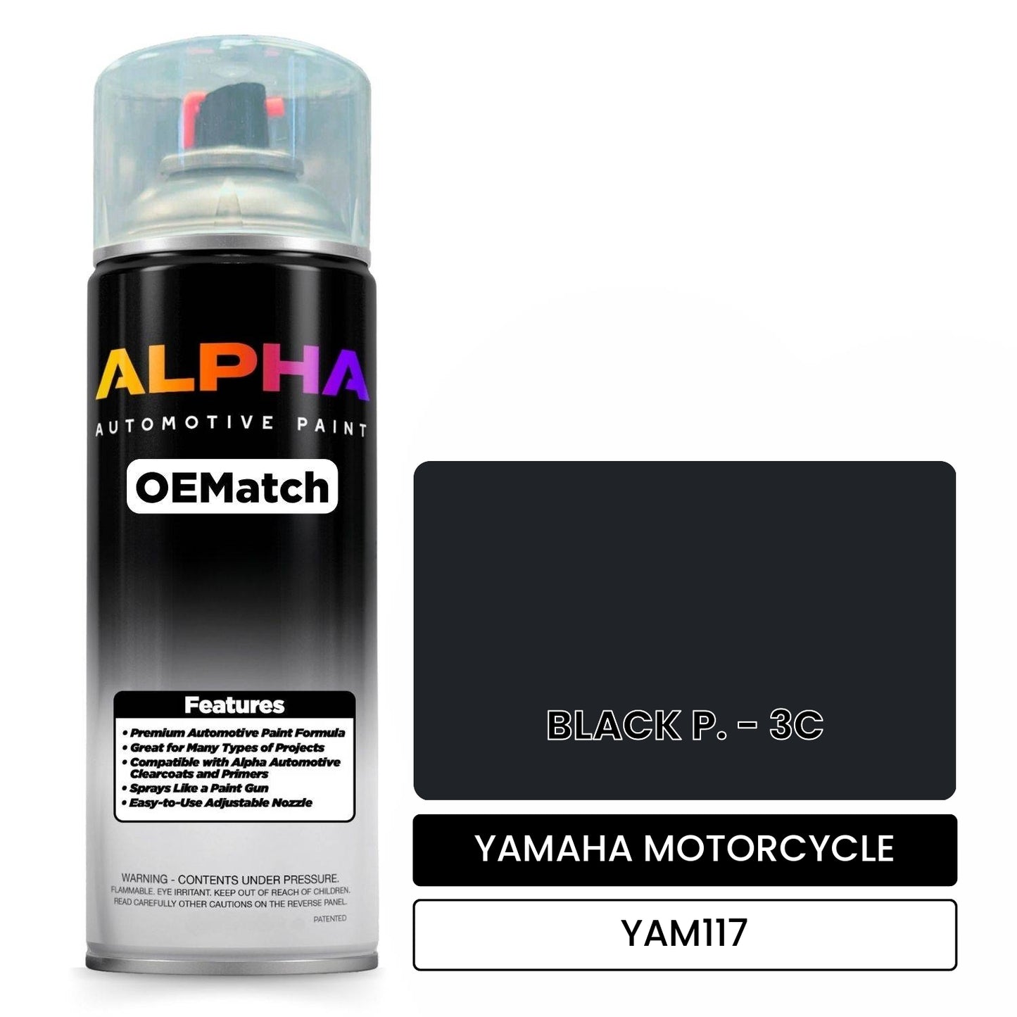 YAMAHA MOTORCYCLE BLACK P. - 3C YAM117 OEMatch Spraycan