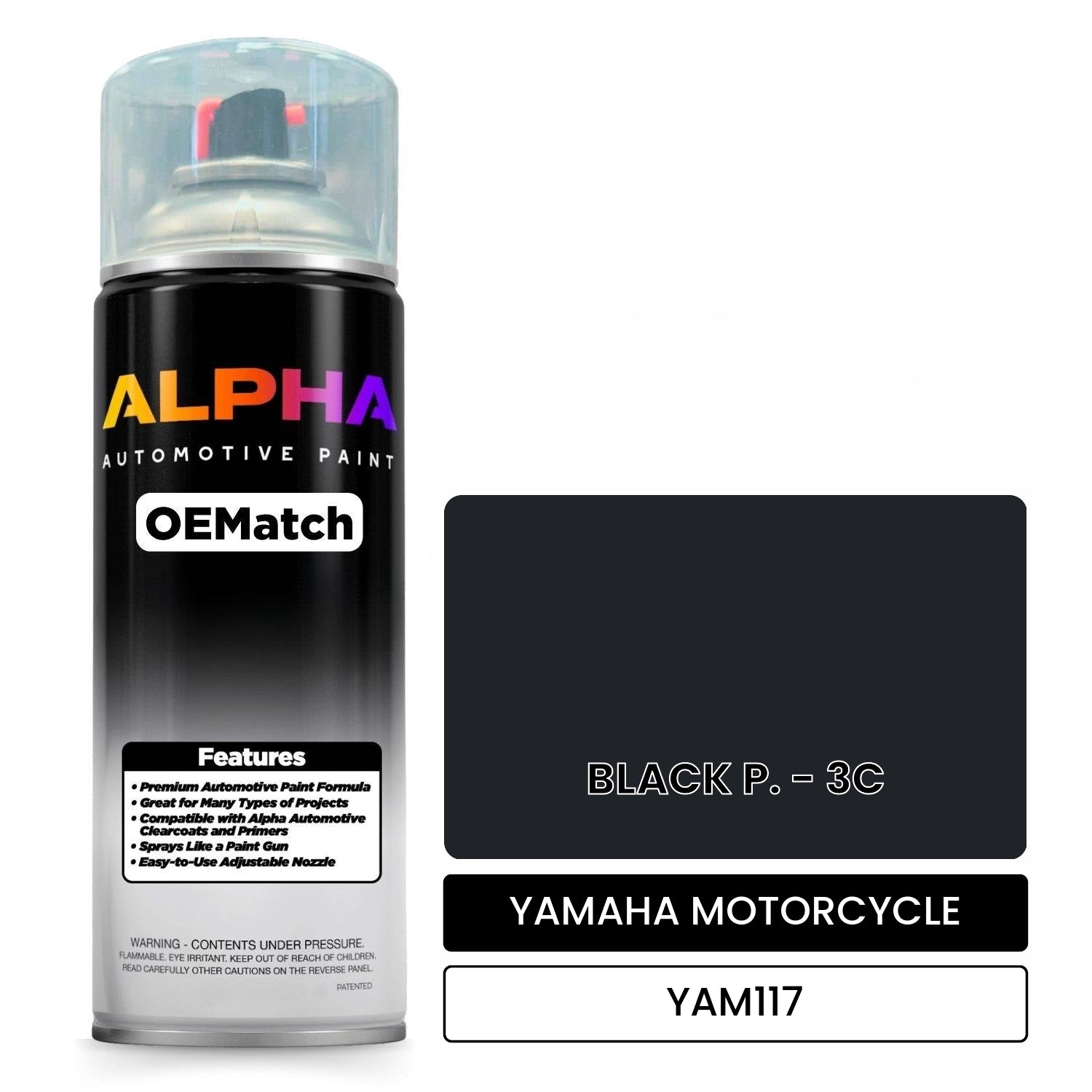 YAMAHA MOTORCYCLE BLACK P. - 3C YAM117 OEMatch Spraycan