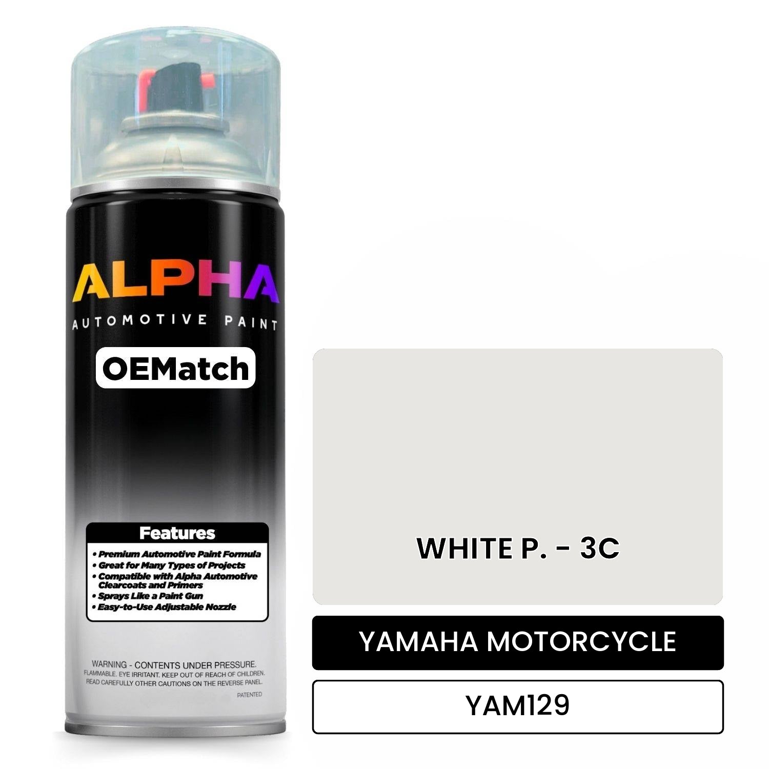 YAMAHA MOTORCYCLE WHITE P. - 3C YAM129 OEMatch Spraycan